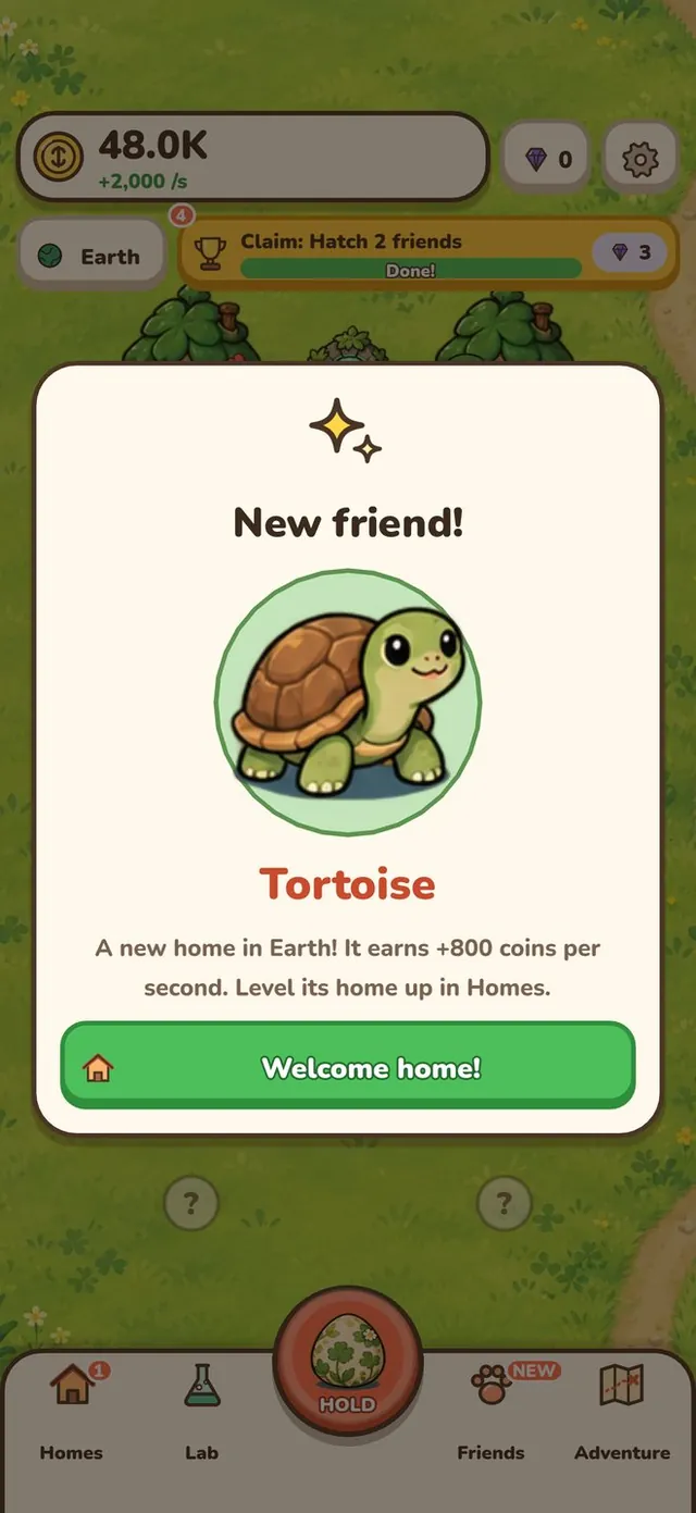 New friend! A tortoise hatches and gets a home in the Earth realm